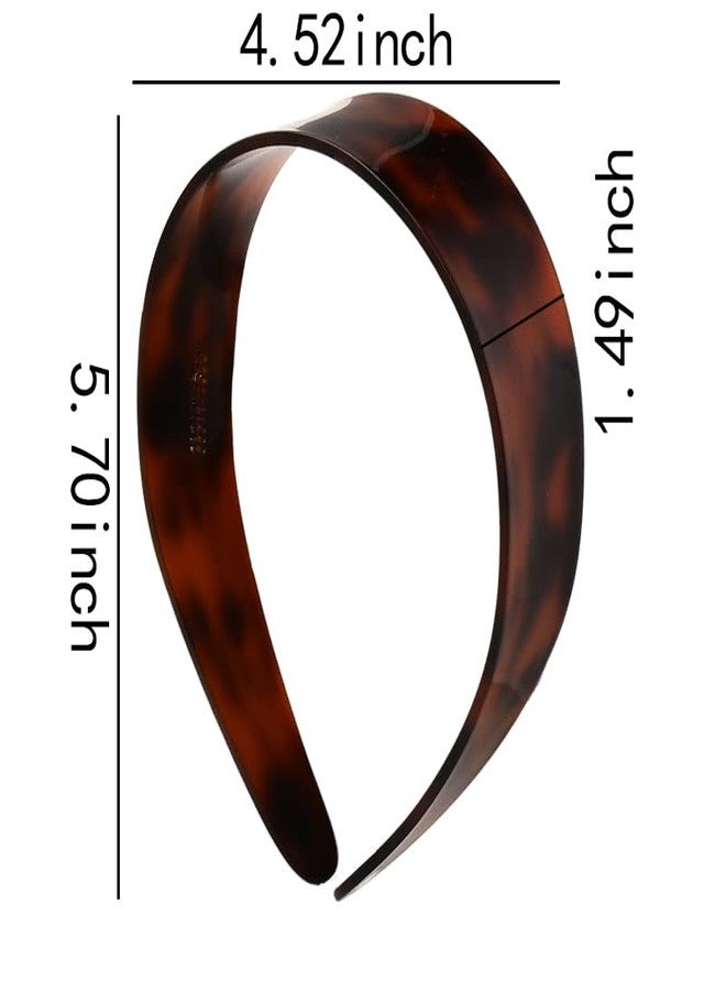 Kefley Acrylic Tortoise Shell Headband for Women’s Hair Wide Vintage Acetate Headband with Teeth Brown Plastic Hard Headbands Hairband Head Band No Crease Plain Resin Headbands French Style Hair Band Hoop - Image 2